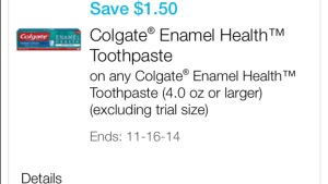 cogate enamel health toothpase cupon
