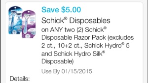 schick diposable razor cupon