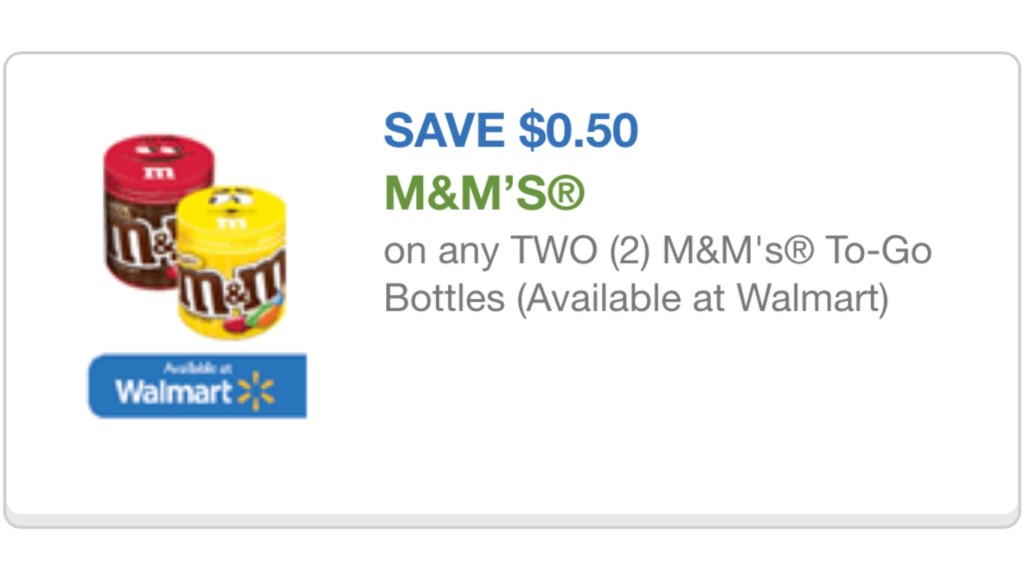 Save $.50 M&M To-Go Bottle coupon 9/11/15