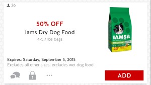 Iams dry dog food 9/1/15