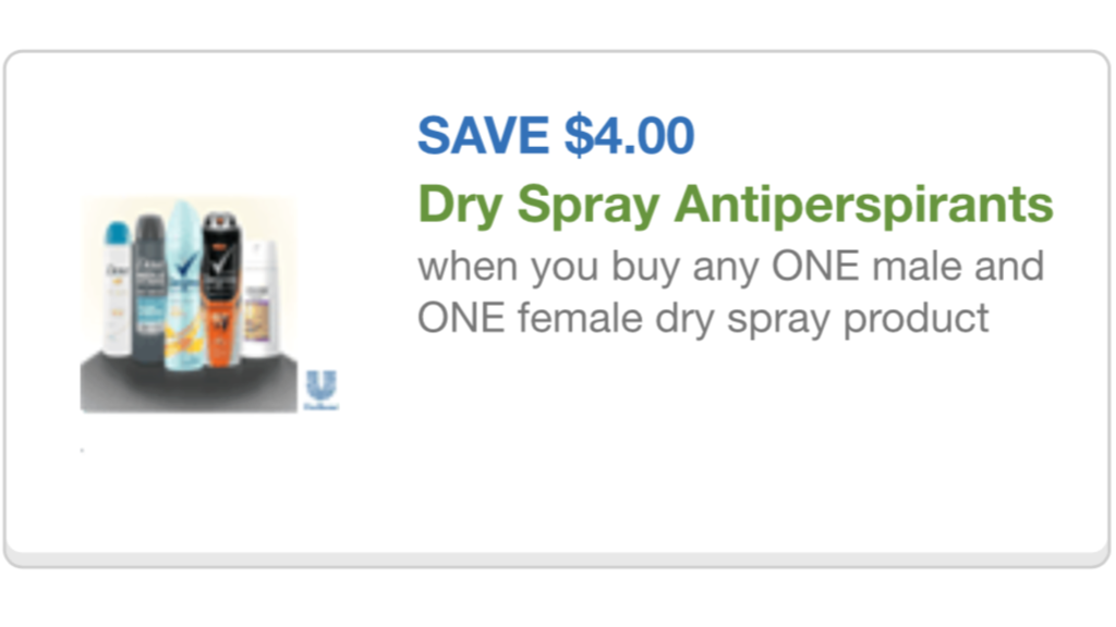 Dry spray deodorant coupon 1/7/16