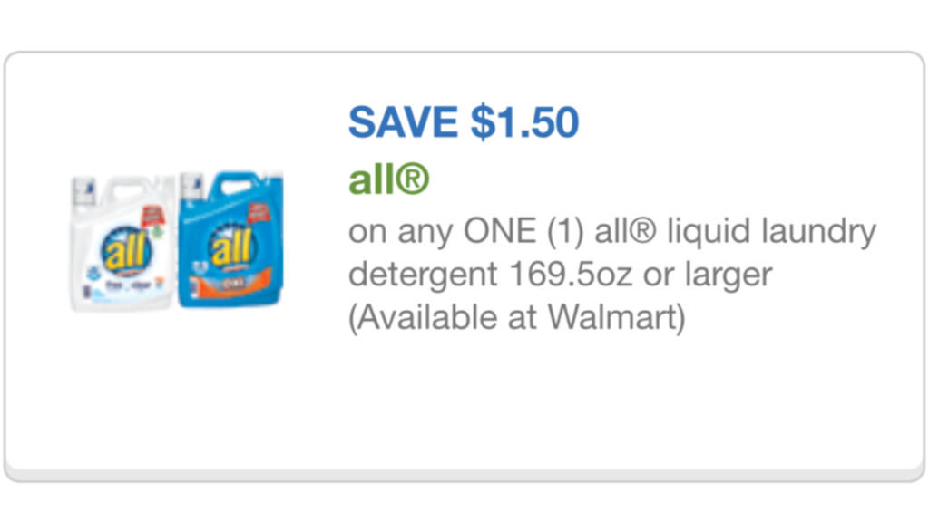 All Detergent coupon 1/04/16