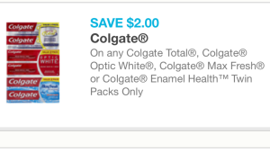 Colgate toothpaste cupon 01/20/16