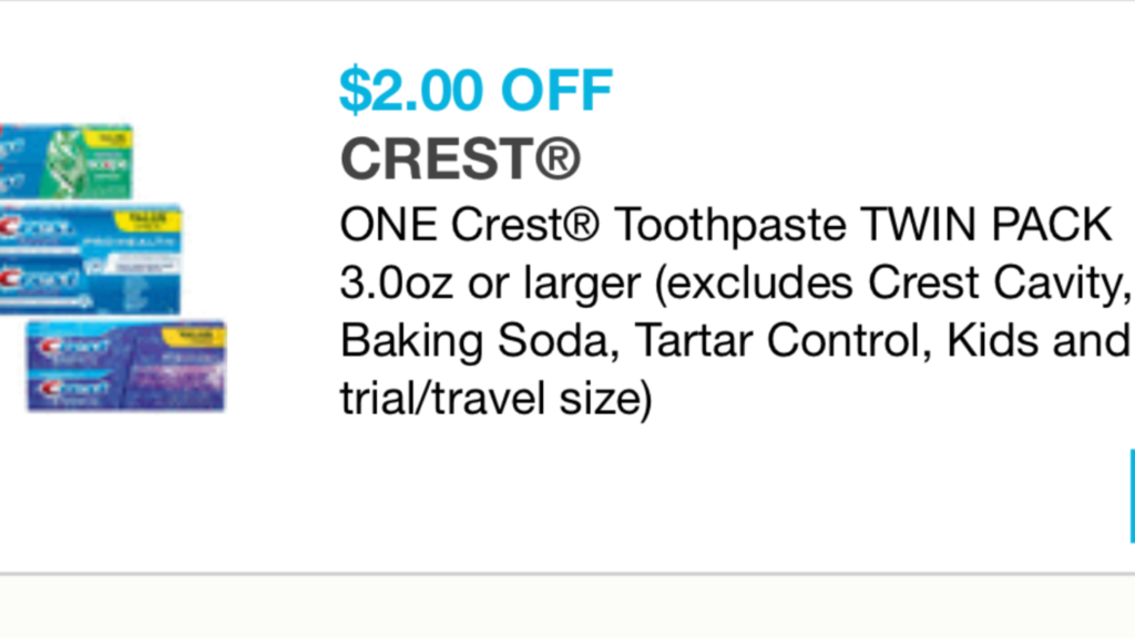 Crest toothpaste cupon 10/11/16